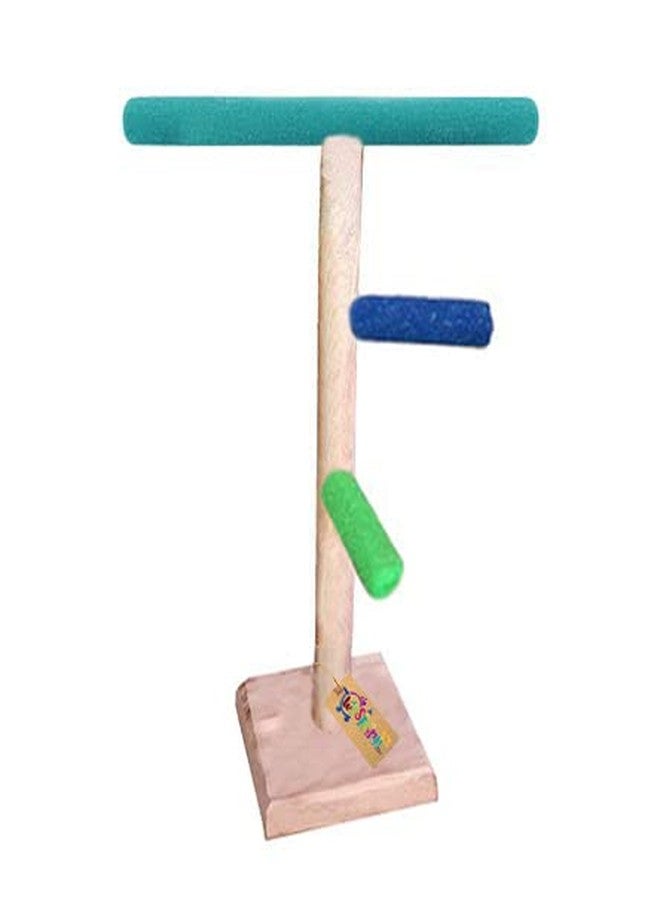 Western Era 13" / 33 cm Natural Wood Training Cum Exercise 2 Stairs Playful Perch Bird Full Sand Stand / Bird Toy(1Pcs) - Image 2